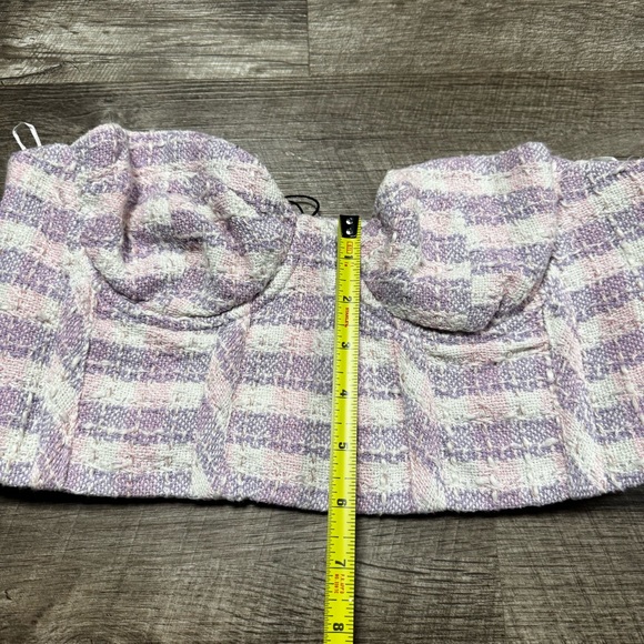 Zara Pink & Purple Tweed CropTop Size Medium - Picture 3 of 6